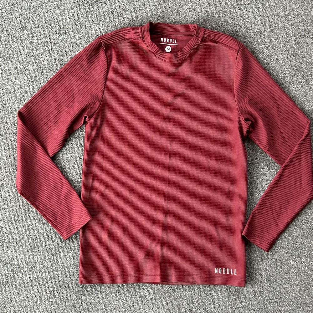NOBULL Shirt Mens Medium Red Long‎ Sleeve Performance Thermal Crew Athletic Gym